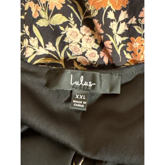 Lulus Women's Meadow Muse Floral Tie-Back Puff Sleeve Midi Dress Size XXL Multi - Picture 10 of 11